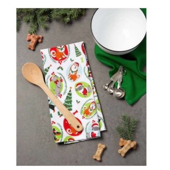 Set of 2 pairs of pet cat & dog Christmas Xmas holiday kitchen towels decor - Picture 11 of 12